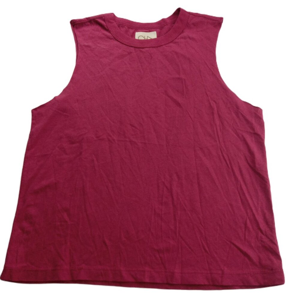Chaser Women's Cotton Jersey Classic Muscle Tank Top Size Small Marsala Red